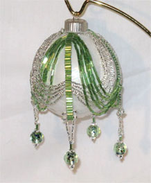 Green & silver double swag Victorian Christmas ornament