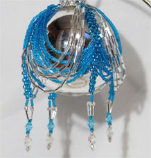 Turquoise & silver double swag Victorian Christmas ornament