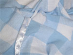 blue and white checked baby blanket