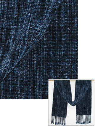 Blue rayon chenille scarf