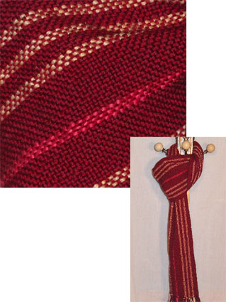 Burgundy Stripes wool handwoven scarf